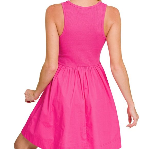 Zenana Combined Knit & Woven Midi Dress - Picture 3 of 6